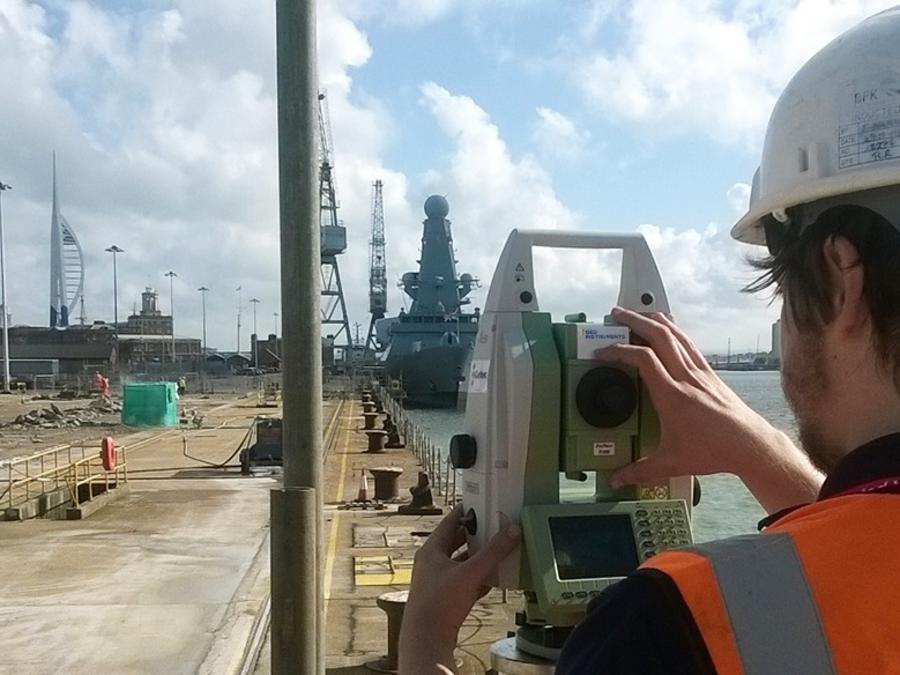 Engineer taking measurements