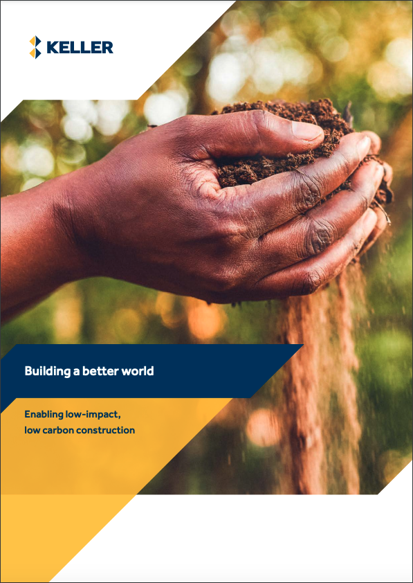 The cover to Keller's brochure that explains how it's enabling low impact, low carbon construction