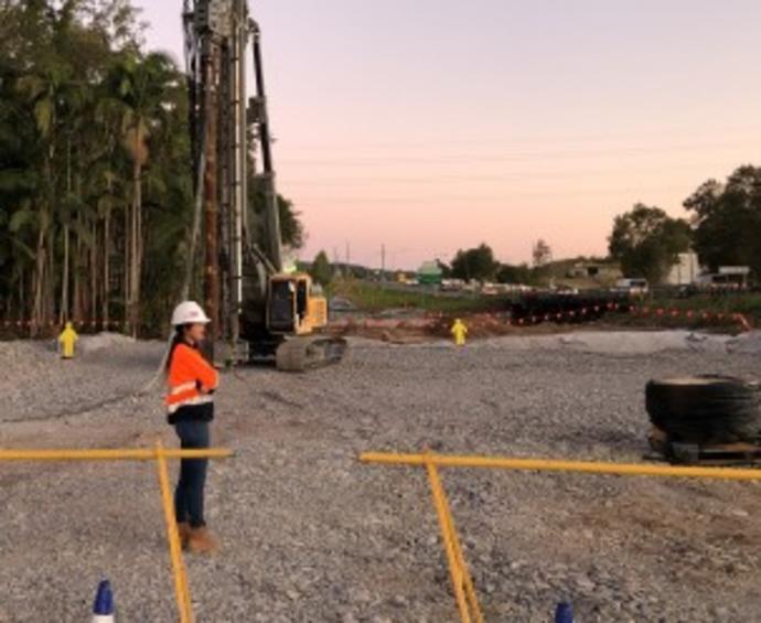 Keller female graduate on site